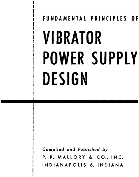 Product picture Vibrator Power Supply Design - Mallory Company - 1947
